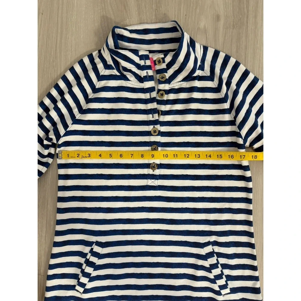 Lilly Pulitzer Women Dress Striped French Terry Navy White Blue Border Print M